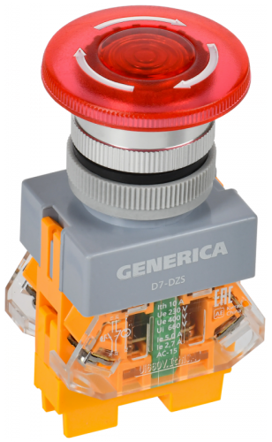 Кнопка D7-DZS Грибок d=22мм 1з+1р пов. с п/ф кр. GENERICA | код BBG50-11DZS-3-11-K04-G | GENERICA by IEK Кнопка D7-DZS Грибок d=22мм 1з+1р пов. с п/ф кр. GENERICA | код BBG50-11DZS-3-11-K04-G | GENERICA by IEK