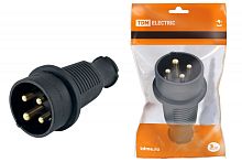 Вилка прямая каучук 3Р+РЕ 32А 380В IP44 TDM | код SQ0612-0006 | TDM