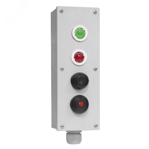 Пост управления ПКУ-15-21.141-54У2 (1хСКЛ11 белая, 220В + 1хКЕ081/2(1з+1р) черная + 1хКЕ081/2(1з+1р) красная + 1хПЕ081/1(2з) переключатель на 3 положения + PG-21) | код ET007150 | Электротехник