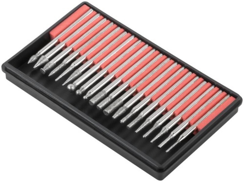 Шарошки, усиленная сталь с алмазным напылением, штифт диаметр 3 мм, 20 шт | код 36483 | FIT