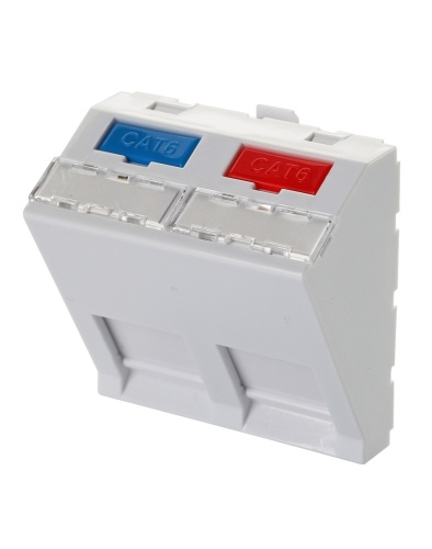 Адаптер 45х45 мм для 2 модулей Keystone, наклонный, белый | код 16B-45-04WT | Eurolan Адаптер 45х45 мм для 2 модулей Keystone, наклонный, белый | код 16B-45-04WT | Eurolan