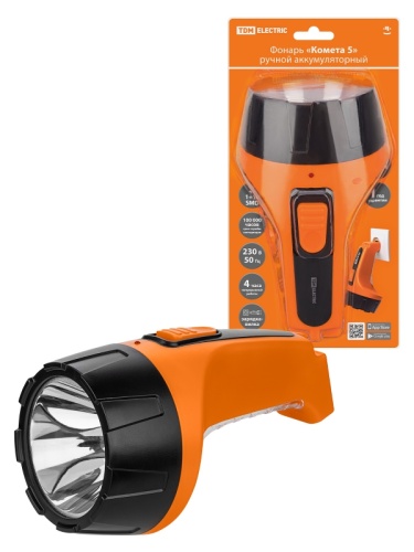 Фонарь «Комета 5» ручной аккумуляторный, 2 Вт 1 светодиод+10 SMD, 0,7 А*ч 230 В вилка, TDM | код SQ0350-0082 | TDM Фонарь «Комета 5» ручной аккумуляторный, 2 Вт 1 светодиод+10 SMD, 0,7 А*ч 230 В вилка, TDM | код SQ0350-0082 | TDM