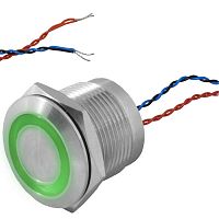 Кнопка пьезо с подсветкой, с фиксациией RUICHI RPS19ZE/G on-off, М19, IP68, нержавеющая стал | код 114246 | Ruichi