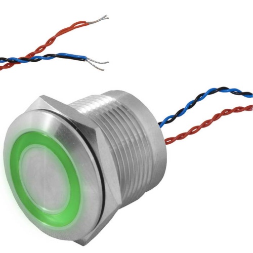 Кнопка пьезо с подсветкой, с фиксациией RUICHI RPS19ZE/G on-off, М19, IP68, нержавеющая стал | код 114246 | Ruichi Кнопка пьезо с подсветкой, с фиксациией RUICHI RPS19ZE/G on-off, М19, IP68, нержавеющая стал | код 114246 | Ruichi