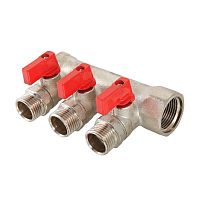 Коллектор с отсекающими кранами, 3/4"х3 вых. 1/2" нар. | код. VTc.580.N.0503 | VALTEC