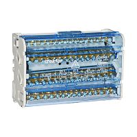 Шина нулевая в корпусе на DIN-рейку SNK-2-4-15-Ni, никелированная, в корпусе 4 шины по 15отв., крепление на DIN-рейку | код A8300-06-09-012 | РЕЛЕ И АВТОМАТИКА