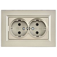 Розетка 2-м СП BRITE РСшПл12-3-БрШ 16А в сборе с заземл. защ. шторки плоская шампань IEK BR-R28-16-K37-F