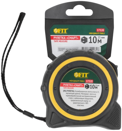 Рулетка Смарт 10мх25мм калибр. лента; нейлон. покрытие; магн. крючок; прорезиненный корпус FIT 17320 фото 3