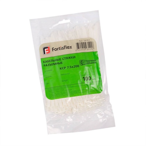 Хомут кабельный КСР 7.5х250 нейл. бел. (уп.100шт) Fortisflex 61032 фото 5 Хомут кабельный КСР 7.5х250 нейл. бел. (уп.100шт) Fortisflex 61032 фото 5