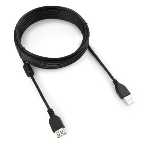 Кабель удлинитель USB2.0 Pro Cablexpert CCF-USB2-AMAF-15, AM/AF, 4.5м, экран, феррит.кольцо, черный, пакет | код CCF-USB2-AMAF-15 | Cablexpert