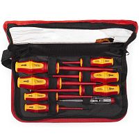 Набор диэлектрических отверток VDE из стали S2, с профилями шлиц и крест, 8 шт. Профи НИО-08-S (КВТ) | код 87130 | КВТ