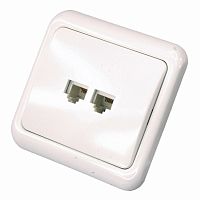 REXANT Розетка телефонная внутренняя, 2 порта RJ-14(6P-4C), категория 3, белая (10 шт./уп.) | код 03-0010 | REXANT
