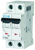Автоматический выключатель 40А, кривая отключения С, 2 полюса, откл. способность 6 кА, PL6-C40/2 | код 286571 | EATON