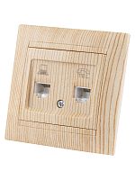 Розетка телефонная RJ11 + компьютерная RJ45 сосна Лама TDM | код SQ1815-0319 | TDM