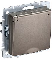 BRITE Розетка 1-местная с заземлением с защитными шторками и крышкой 16А IP44 РСбш10-3-44-БрШ шампань | код BR-R16-16-44-K37 | IEK