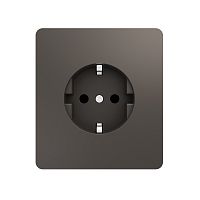 Розетка ROUND 1-ая с/з с/у, со шторками 16А титан KRANZ | код KR-78-0701-2 | KRANZ