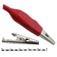 Зажим-крокодил RUICHI 8-0027 под пайку/обжим, 11 мм, 10 А, красный | код 70086 | Ruichi