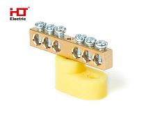 Шина PE ноль на одном угловом изол ШНИ-6х9-6-У1-желтый HLT | код 081-01-131 | HLT