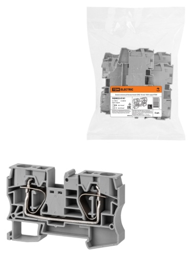Зажим клеммный безвинтовой (ЗКБ) 16мм2 100А серый TDM | код SQ0822-0141 | TDM