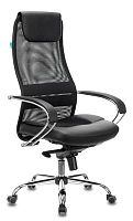 Кресло руководителя Бюрократ CH-609SL черный TW-01 TW-11 эко.кожа/сетка с подголов. крестов. металл хром | код 1197387 | БЮРОКРАТ
