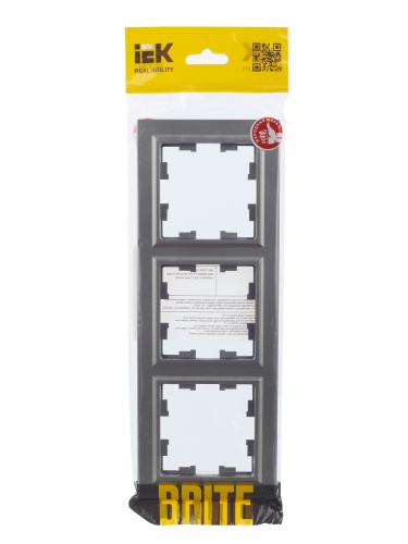 BRITE Рамка 3-местная РУ-3-БрС сталь | код BR-M32-K46 | IEK фото 4