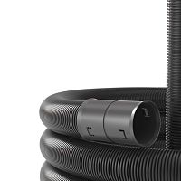 Двустенная труба ПНД гибкая для открытой прокладки д.160мм, SN6, 680Н, УФ, с протяжкой, в бухте 50м, цвет черный | код 151916 | DKC