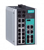 Коммутатор EDS-518E-MM-ST-4GTXSFP-T Managed Gigabit Ethernet switch with 12 10/100BaseT(X) ports, 2 100BaseFX multi-mode ports with ST connectors, and 4 combo 10/100/1000BaseT(X) or 100/1000BaseSFP ports, t: -40/75 | код 00-06102366 | MOXA