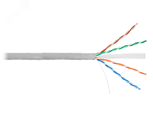 Кабель U/UTP 4 пары, Кат.6, одножильный, медный, внутренний, PVC, серый, 305м | код EC-UU004-6-PVC-GY | NETLAN