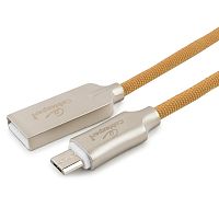 Кабель USB 2.0 Cablexpert CC-P-mUSB02Gd-1.8M, AM/microB, серия Platinum, длина 1.8м, золотой, нейлоновая оплетка, блистер | код CC-P-mUSB02Gd-1.8M | Cablexpert