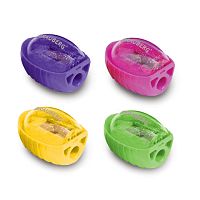 Точилка BRAUBERG Shuttle, с контейнером, эллиптическая, ассорти, в картонном дисплее, 222505 | код 222505 | BRAUBERG