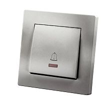 Кнопка звонка с подсветкой 6А серебр. металлик Сенеж TDM | код SQ1816-0221 | TDM