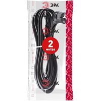 Шнур сетевой с вилкой U-3x1,5-2m-B с заземлением 2м ПВС 3x1,5мм2 черный | код Б0048707 | ЭРА
