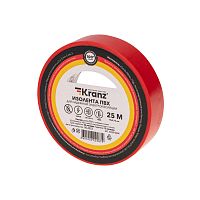 Изолента ПВХ KRANZ 0.13х19 мм, 25 м, красная (5 шт./уп.) | код KR-09-2204 | KRANZ