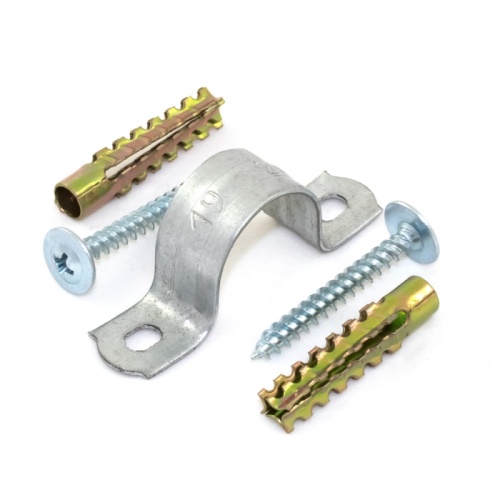 Комплекты для крепления ОКЛ с использованием самореза, дюбеля и скобы СМД d16-17 мм (100 шт) Промрукав | код PR08.5002 | ПРОМРУКАВ
