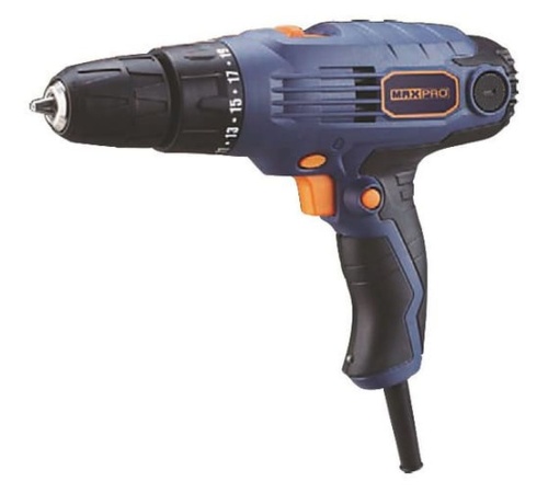 Дрель-Шуруповерт электрическая 300Вт, 0-450/0-1350об/мин, подсветка , Быстрозажимной патрон 10мм, Резиновые вставки, 24,0 Нм, 19+1, 1,1 кг, быстрый доступ к щеткам, Дополнительные щетки, кор. | код 85046 | MAX-PRO