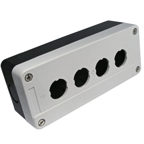 Кнопочный пост RUICHI GB2-B04, 4-х местный, IP40/IP65, 10 А, 68х180х51 мм, открытой установки, черный/серый | код 66315 | Ruichi