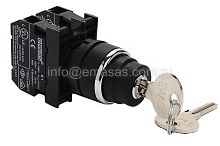 Кнопка с ключом, 2 положения, возвратная,ключ вынимается в положении 0 (1НЗ+1НО) | код B102AA21 | EMAS