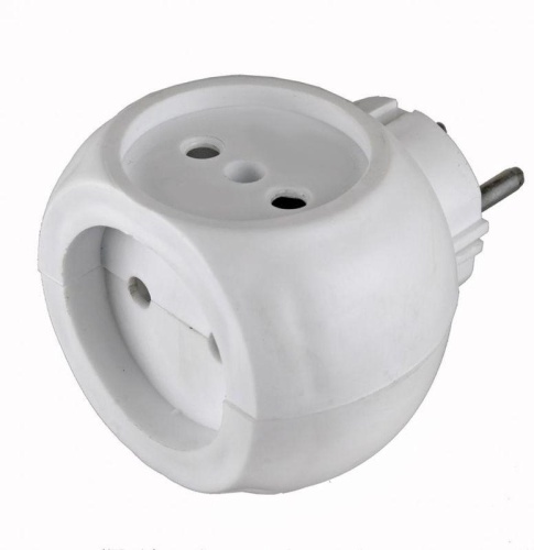 Разветвитель сетевой 10А (тройник) шар РВ-043 10А Si 1/3C-Wh бел. Volsten 13918