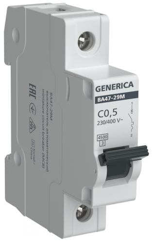 Авт. выкл. ВА47-29М 1P 0,5А 4,5кА C GENERICA | код MVA21-1-D05-C-G | GENERICA by IEK Авт. выкл. ВА47-29М 1P 0,5А 4,5кА C GENERICA | код MVA21-1-D05-C-G | GENERICA by IEK