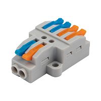 Клемма СМК 2х2 проходная разветвительная 2 полюса, с монтажной площадкой (1 ввод, 2 вывода на полюс), (5 шт./уп.) REXANT | код 07-5235-05 | REXANT