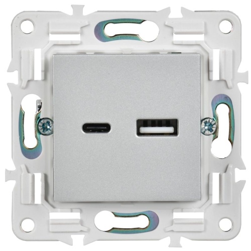 Розетка USB A+C 3.1А SKANDY SK-R14S серебр. IEK SK-U22-D31-K23