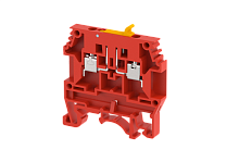 Клемма проходная винтовая 4 мм2, с размыкателем, на 2 подключения, красная KULTD4TS(R) | код 1103130002 | Elmex