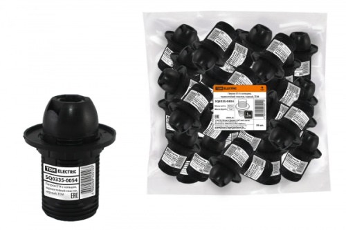 Патрон Е14 с кольцом, термостойкий пластик, черный, TDM | код SQ0335-0054 | TDM