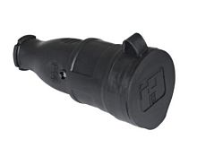 Розетка переносная с заглушкой каучук 2Р+РЕ 16А 250В IP44 HLT | код 083-05-02 | HLT