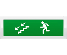 Молния-12 Человек по лестнице влево вниз зеленый фон. Оповещатель световой, 12В (Молния 12 ЧелЛстВлВн) | код. ц130399 | Вистл