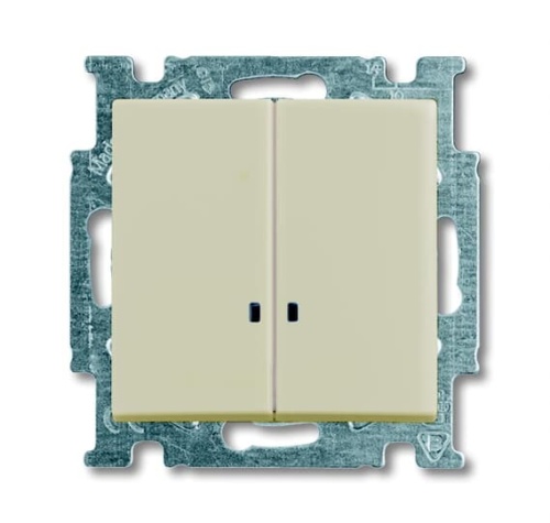 Basic 55 - Выключатель двухклавишный с подсветкой (сл.кость, блистер) | код 1012-0-2157-00.00-01.01-01.00 | ABB Basic 55 - Выключатель двухклавишный с подсветкой (сл.кость, блистер) | код 1012-0-2157-00.00-01.01-01.00 | ABB