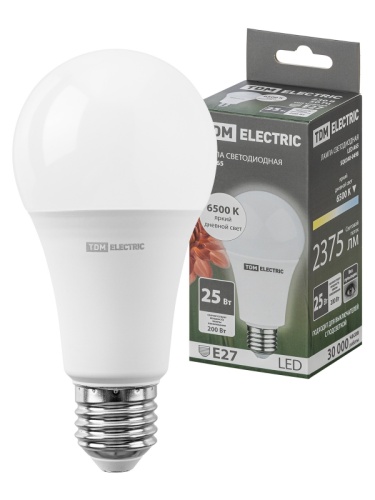 Лампа светодиодная А65 25 Вт, 230 В, 6500 К, E27 TDM | код SQ0340-0498 | TDM