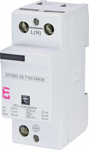 Ограничитель перенапряжения ETITEC VS T123 255/12,5 (1+0) RC | код 002442926 | ETI
