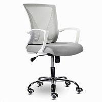 Кресло BRABIX Wings MG-306, пластик белый, хром, сетка, серое | код 532012 | BRABIX