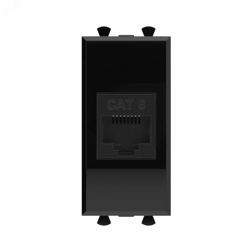 Розетка компьютерная 1мод. Avanti "Черный квадрат" RJ45 кат.6 без шторок модульная механизм | код. 4402691 | DKC